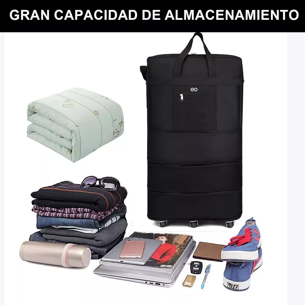 Foto 2 | Mochila Deportiva Maleta de Viaje con Ruedas Plegable Eo Safe Imports Esi-10111-1 Negro