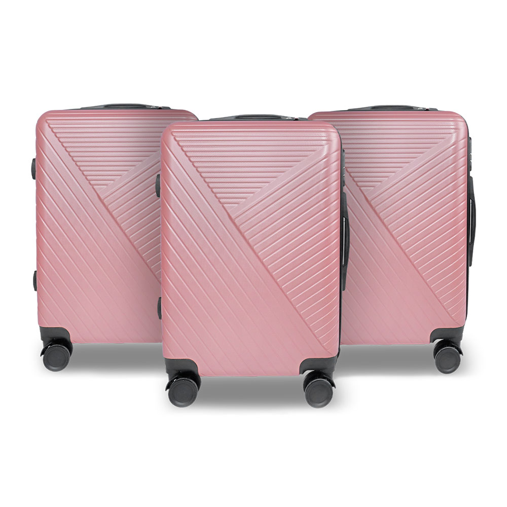 Foto 1 | 3x2 Set De Maletas De Viaje Rayas, Color Rosa:  37x23x55