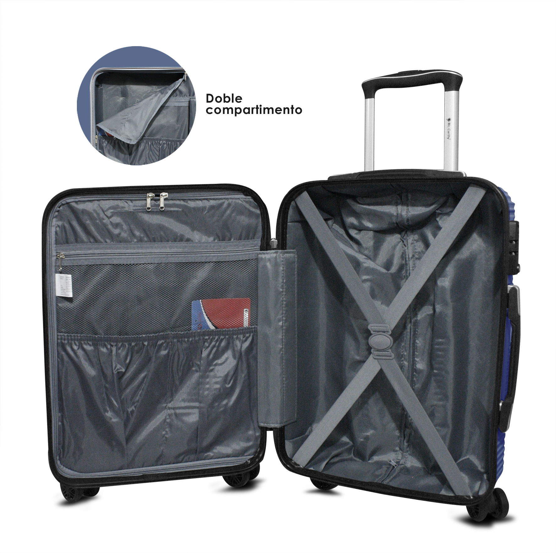 Foto 3 | Maleta Con Asa Telescopica 20'' Mccarthy  Modelo Voyage-2/20'' Azul