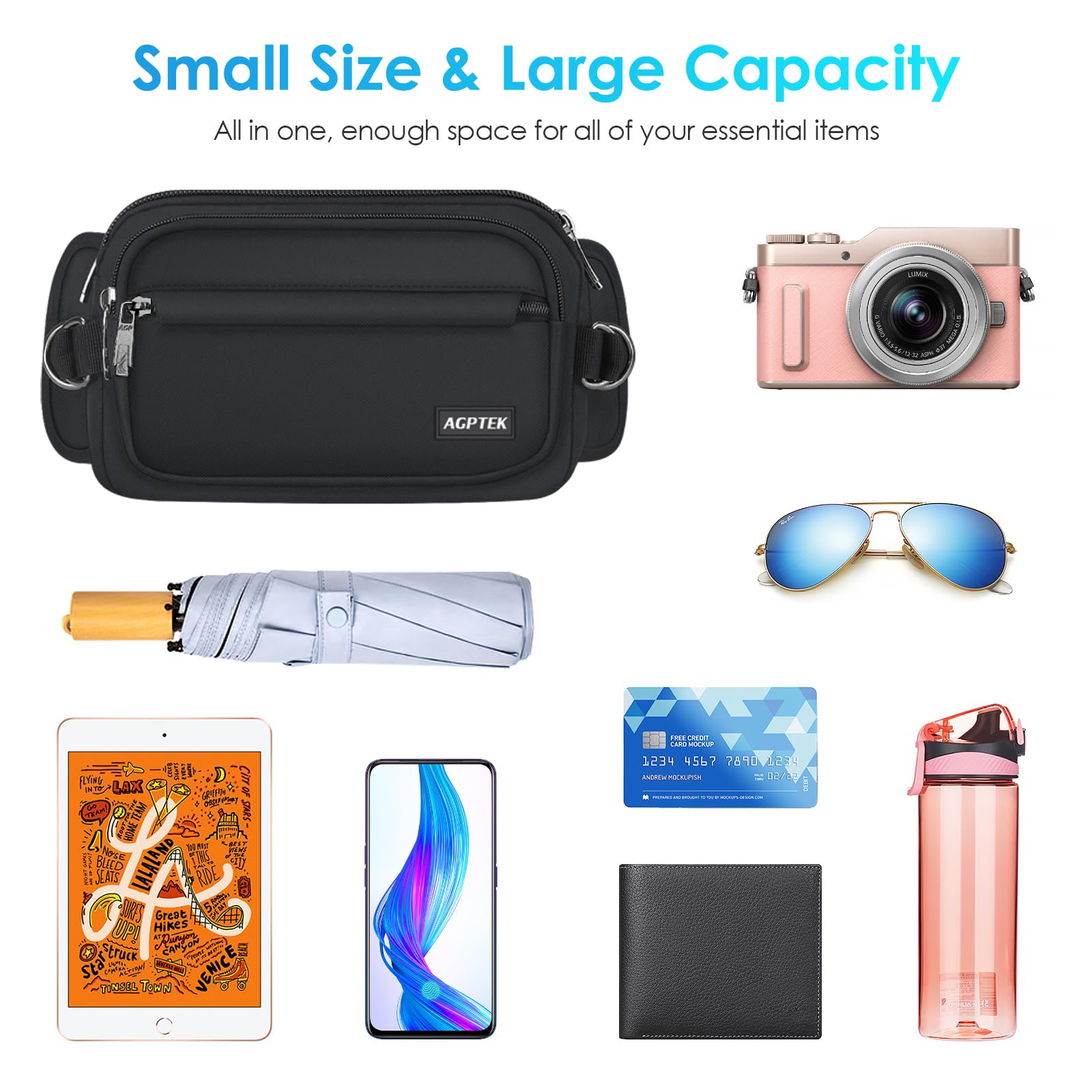Foto 3 | Fanny Pack Agptek Con Bloqueo Rfid Impermeable Para Mujeres Y Hombres - Venta Internacional.