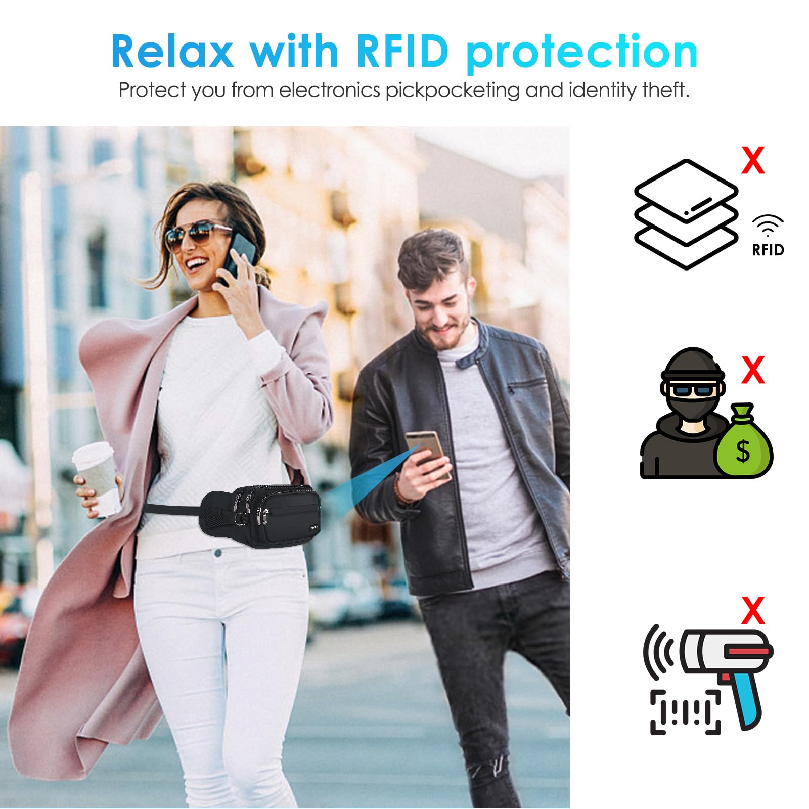 Foto 6 | Fanny Pack Agptek Con Bloqueo Rfid Impermeable Para Mujeres Y Hombres - Venta Internacional.