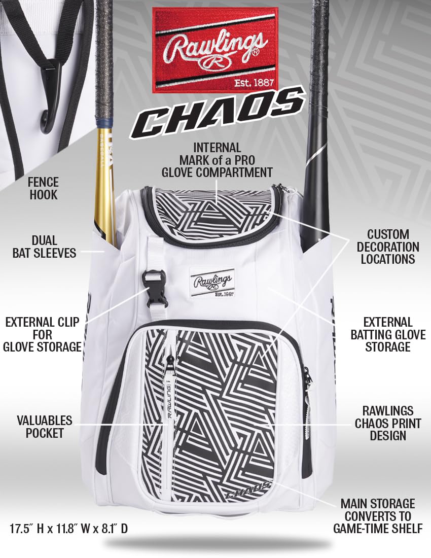 Foto 6 | Mochila Rawlings Chaos Series Para Béisbol Juvenil Y Deporte - Venta Internacional.