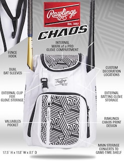 Foto 6 | Mochila Rawlings Chaos Series Para Béisbol Juvenil Y Deporte - Venta Internacional.
