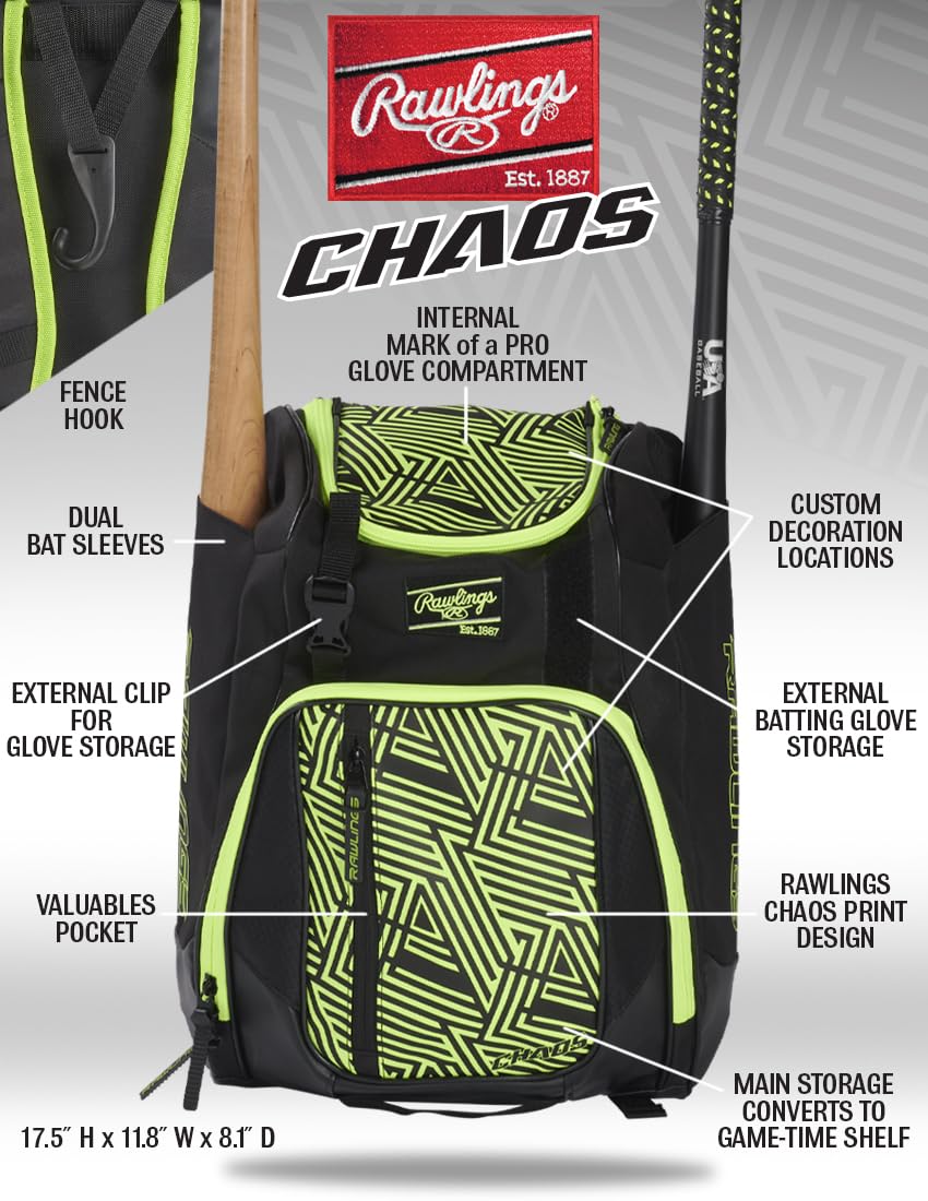 Foto 7 pulgar | Mochila Rawlings Chaos Series Para Béisbol Juvenil Y Deporte - Venta Internacional.