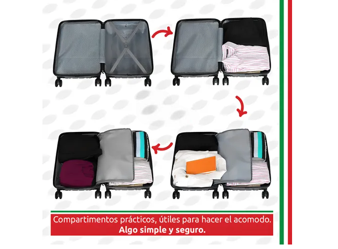 Foto 7 pulgar | Maleta De Viaje Rígida Carry On De Mano Cabina Modelo Argenta 20 Pulgadas 10 Kg Con Candado Seguridad