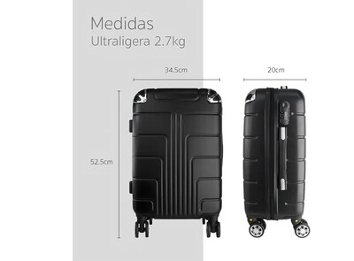 Foto 2 | Maleta 10 Kg Cabina Candado Seguridad Doble Llanta 360 Negro