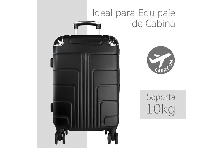 Foto 4 pulgar | Maleta 10 Kg Cabina Candado Seguridad Doble Llanta 360 Negro