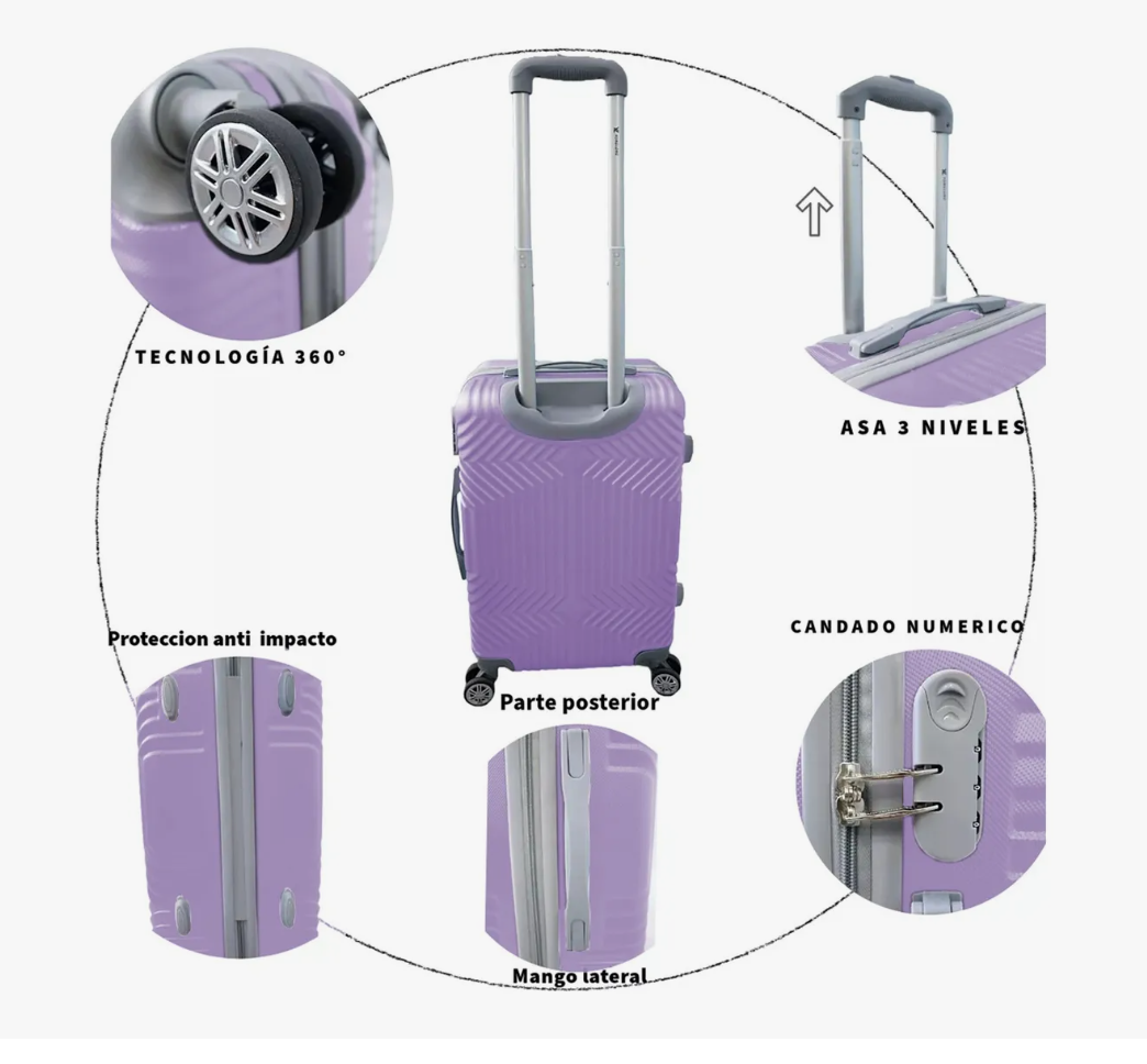 Foto 4 pulgar | Maletas Mano Viaje Rigida 19 In Carry On 10kg Ruedas 360°