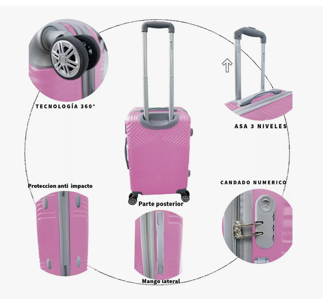 Foto 4 pulgar | Maletas Mano Viaje Rigida 19 In Carry On 10kg Ruedas 360°