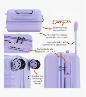 Foto 3 | Maleta De Viaje Rígida Carry On De Mano Cabina 20 Pulgadas 10 Kg Con Candado Alta Seguridad