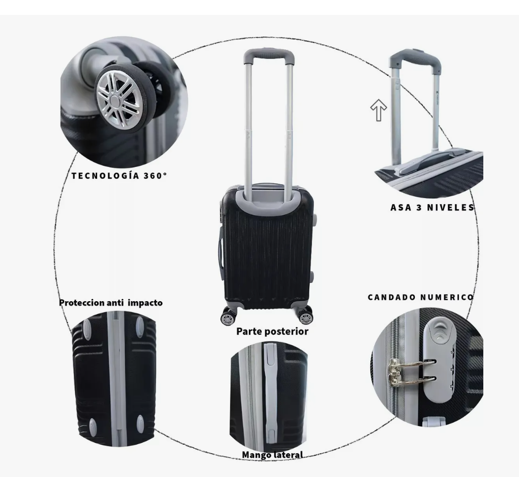 Foto 4 | Maletas Mano Viaje Rigida 19 In Carry On 10kg Ruedas 360°
