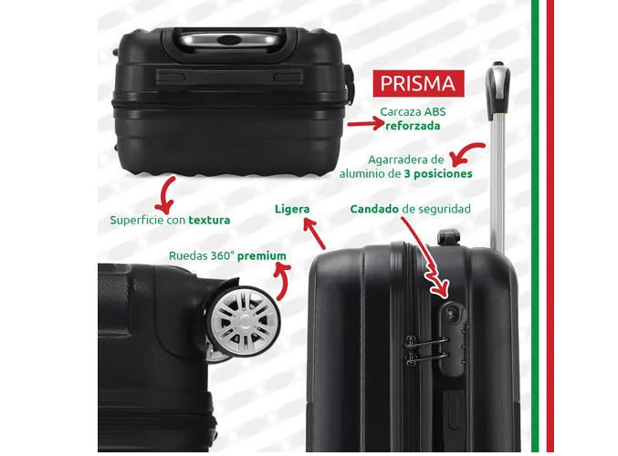 Foto 3 pulgar | Maleta De Viaje Rígida Carry On De Mano Cabina Modelo Prisma 20 Pulgadas 10 Kg Con Candado Seguridad