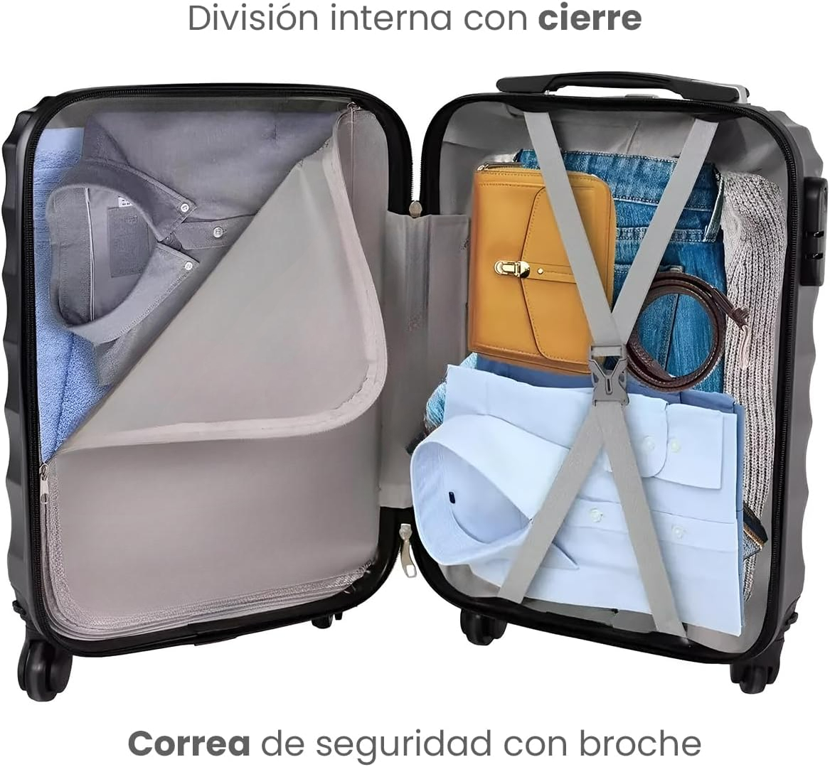 Foto 4 pulgar | Maleta De Viaje Rígida – Material Abs Resistente – Ruedas Giratorias 360° – 20''
