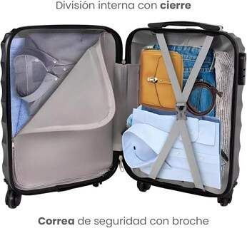 Foto 3 | Maleta De Viaje Rígida – Material Abs Resistente – Ruedas Giratorias 360° – 20''