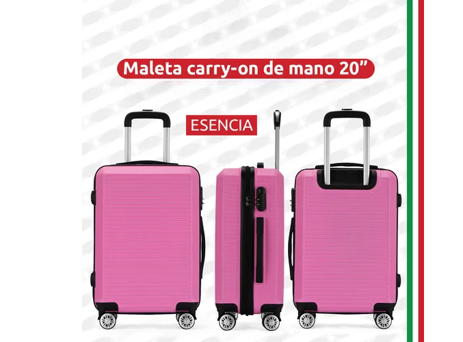 Foto 3 pulgar | Maleta De Viaje Rígida Carry On De Mano Cabina Modelo Esencia Rosa 20 Pulgadas 10 Kg Con Candado Seguridad