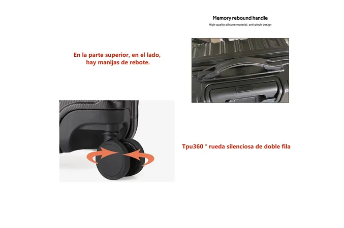 Foto 5 | Set Maletas Rígidas Kit Viaje Mano Avion 20in 4 Ruedas 360°