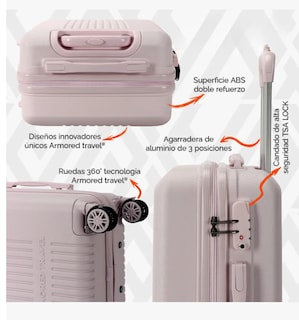 Foto 4 | Maleta De Viaje Rígida Carry On De Mano Cabina Rosa 20 Pulgadas 10 Kg Con Candado Alta Seguridad