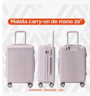Foto 5 | Maleta De Viaje Rígida Carry On De Mano Cabina Rosa 20 Pulgadas 10 Kg Con Candado Alta Seguridad