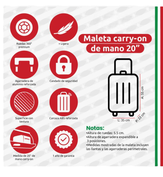 Foto 3 pulgar | Maleta De Viaje Rígida Carry On De Mano Cabina Modelo Esencia Rosa 20 Pulgadas 10 Kg Con Candado Seguridad