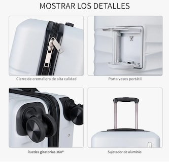 Foto 4 | Maleta Cabina 20'' Rigida Con Portavasos 10kg Ruedas 360°