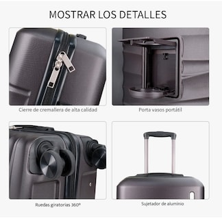 Foto 3 | Maleta Cabina 20'' Rigida Con Portavasos 10kg Ruedas 360°