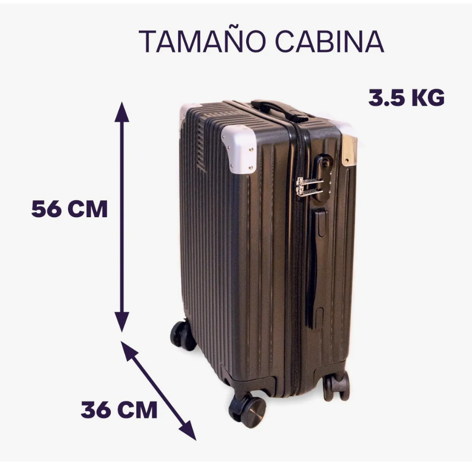 Foto 5 pulgar | Maleta De Cabina 10kg Rigida Con Portavaso Equipaje De Mano