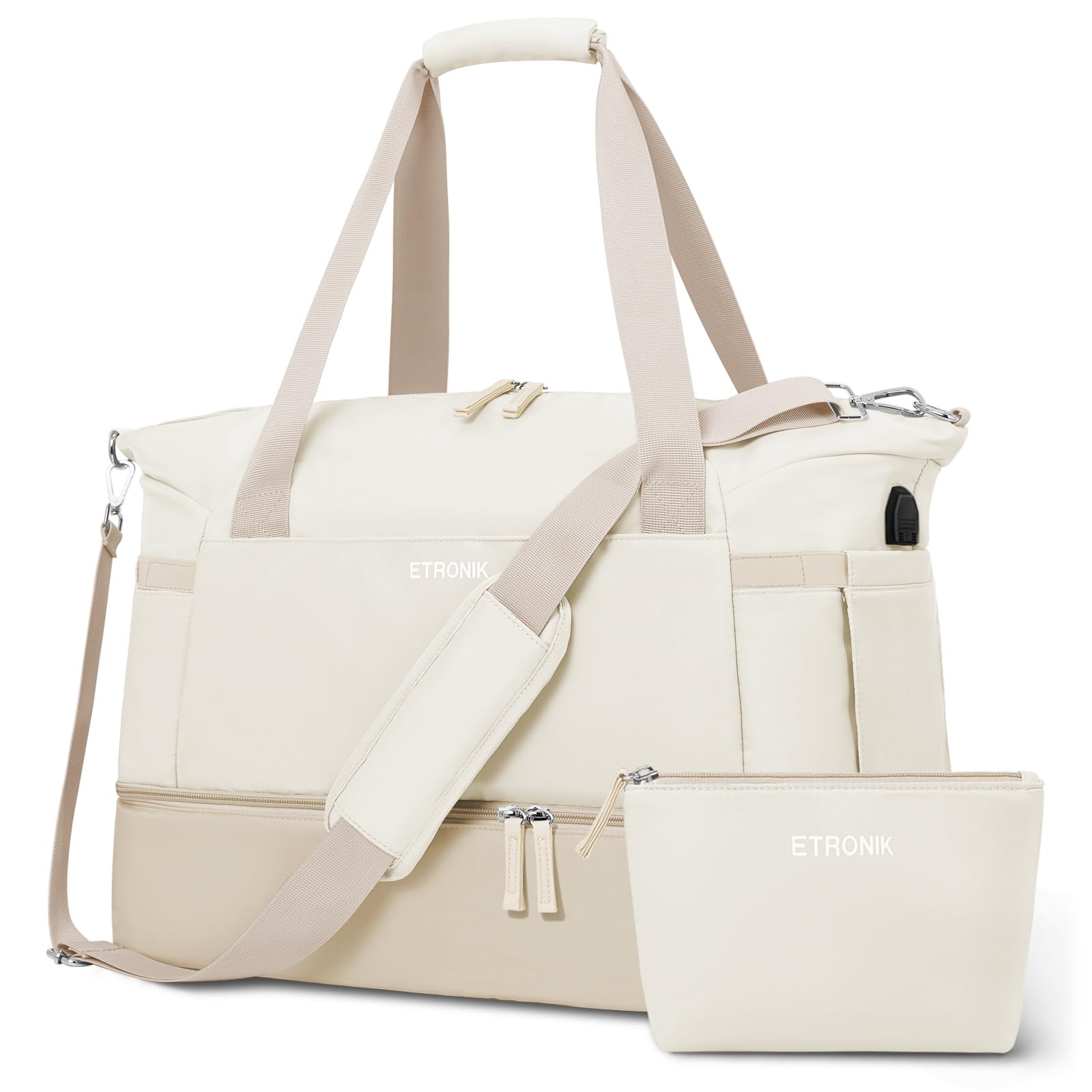 Foto 2 pulgar | Bolsa De Gimnasio Etronik Para Mujer, Bolsa De Viaje Con Puerto Usb, Color Caqui - Venta Internacional.