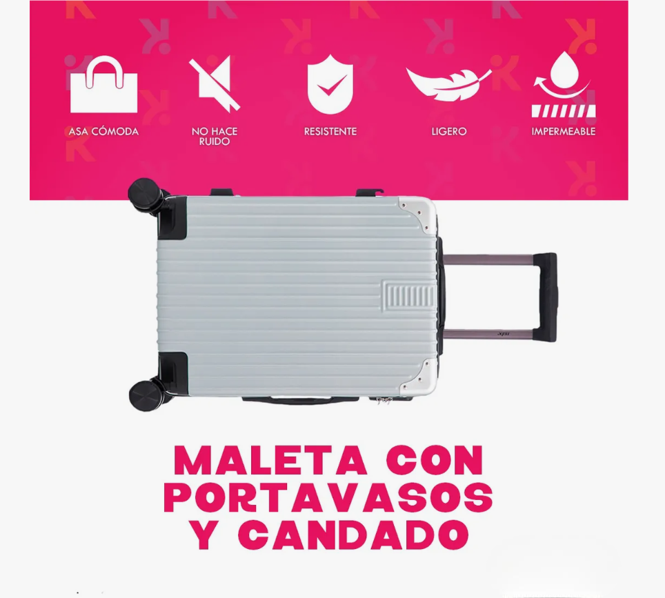 Foto 2 | Maleta De Cabina 10kg Rigida Con Portavaso Equipaje De Mano