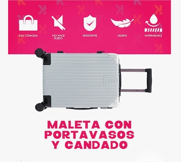 Foto 2 | Maleta De Cabina 10kg Rigida Con Portavaso Equipaje De Mano