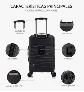 Foto 3 | Maleta Cabina 20'' Rigida Con Portavasos 10kg Ruedas 360°