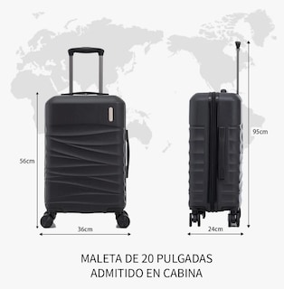 Foto 4 | Maleta Cabina 20'' Rigida Con Portavasos 10kg Ruedas 360°