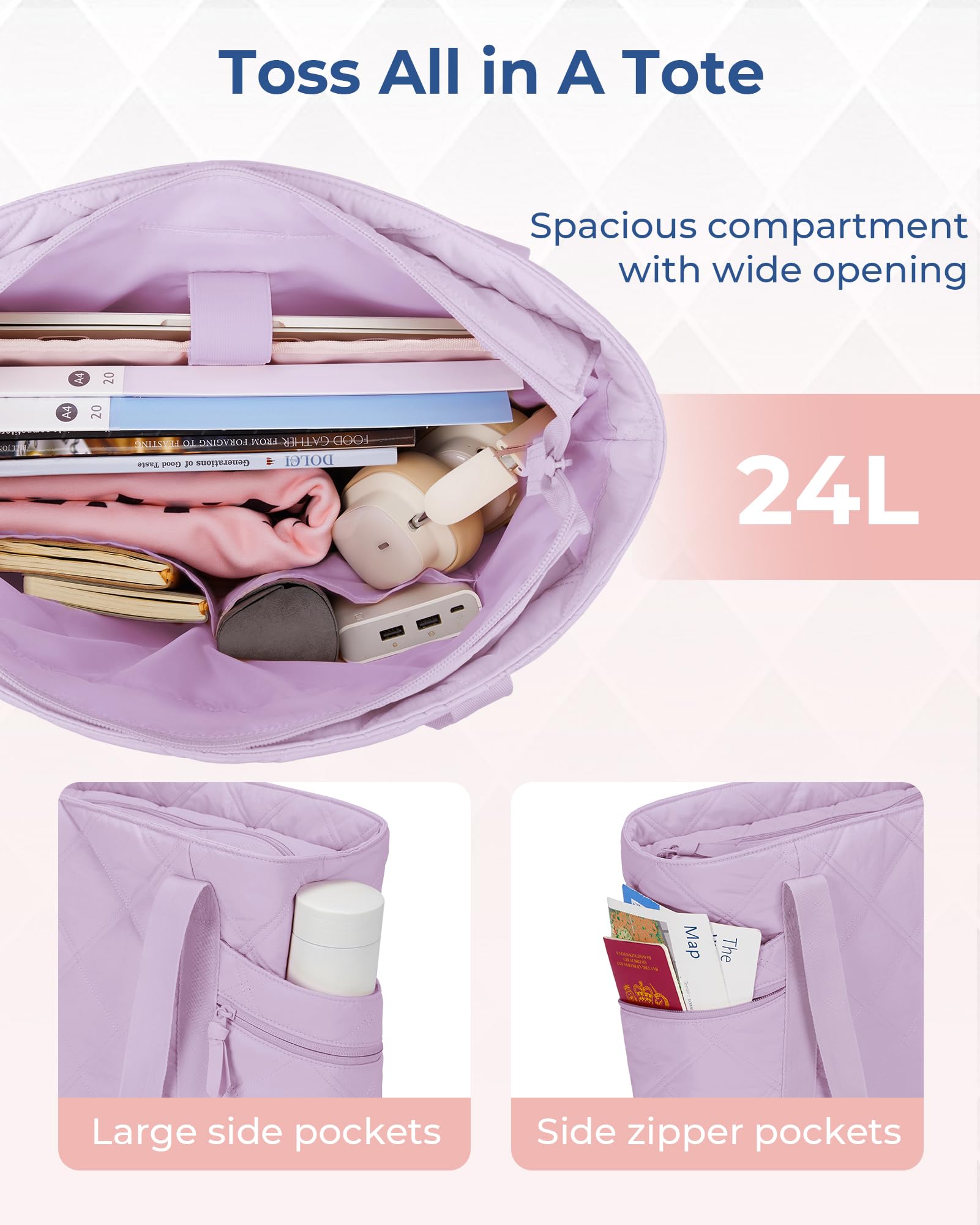 Foto 4 pulgar | Bolsa Bagsmart Para Mujer De Gran Capacidad, Color Morado - Venta Internacional.