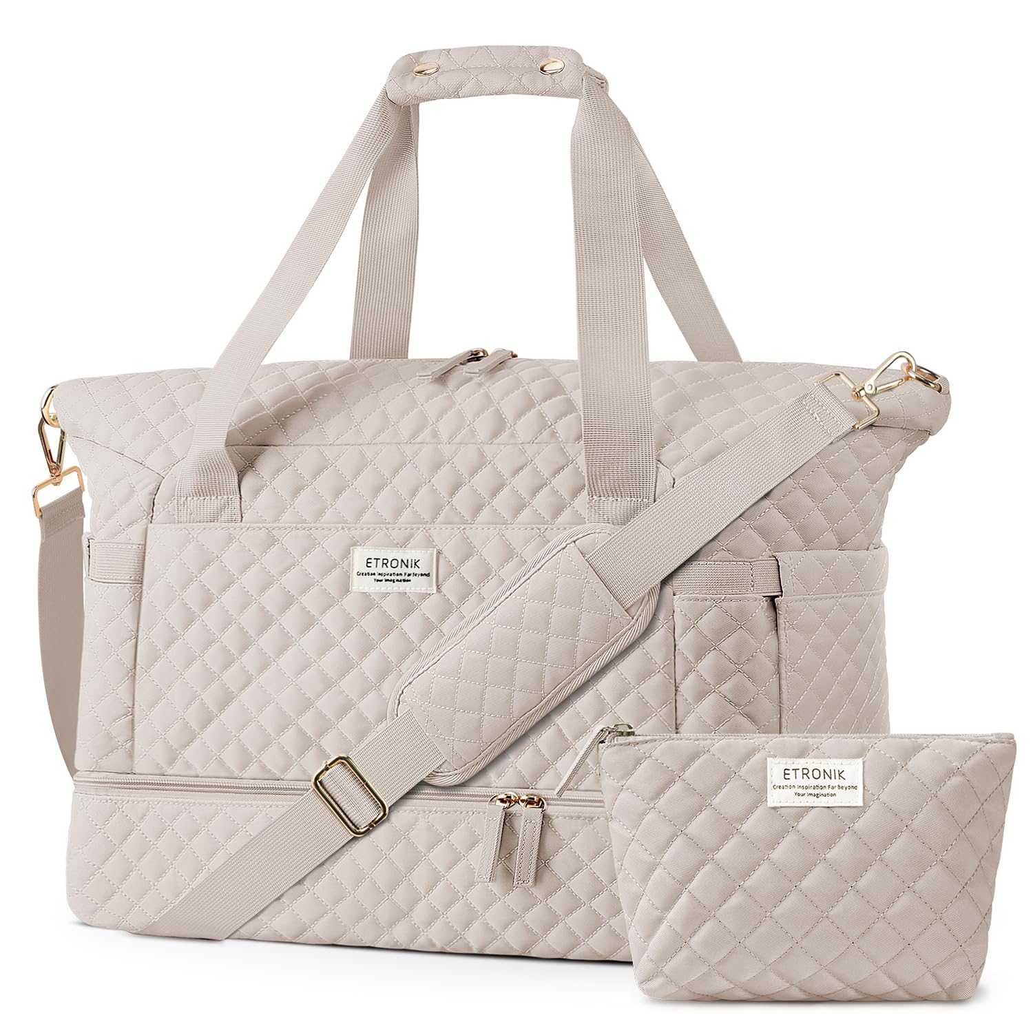 Foto 1 | Bolsa De Viaje Etronik Para Gimnasio Con Compartimento Para Zapatos Para Mujer, Color Caqui - Venta Internacional.