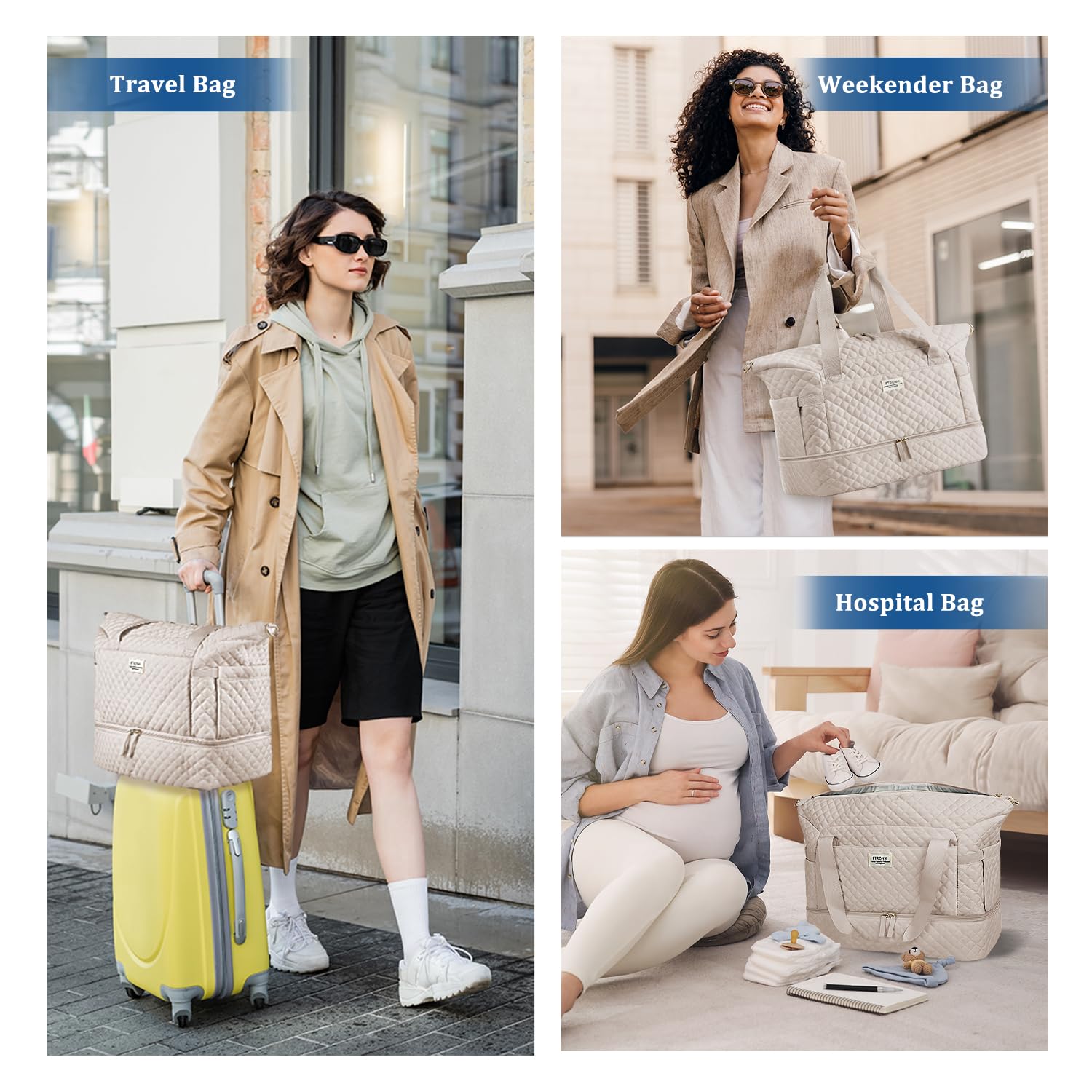 Foto 7 pulgar | Bolsa De Viaje Etronik Para Gimnasio Con Compartimento Para Zapatos Para Mujer, Color Caqui - Venta Internacional.