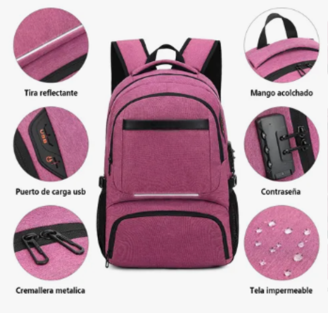 Foto 4 pulgar | Mochila Xtellar De Almuerzo Antirrobo Impermeable A Portátil 15,6i Color Violeta Diseño De La Tela Oxford 900d