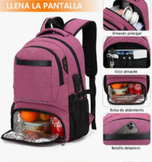 Foto 4 | Mochila Xtellar De Almuerzo Antirrobo Impermeable A Portátil 15,6i Color Violeta Diseño De La Tela Oxford 900d