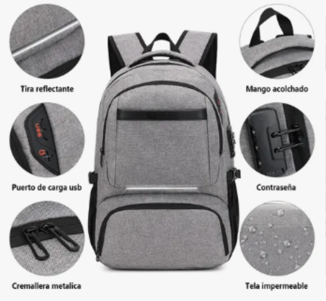 Foto 3 pulgar | Xtellar Mochila Nbk01 Color Gris Diseño De La Tela Liso 35l