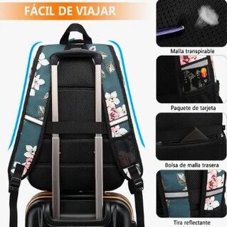 Foto 3 | Mochila Xtellar De Almuerzo Antirrobo Impermeable A Portátil 15,6i Color Peonía Diseño De La Tela Oxford 900d