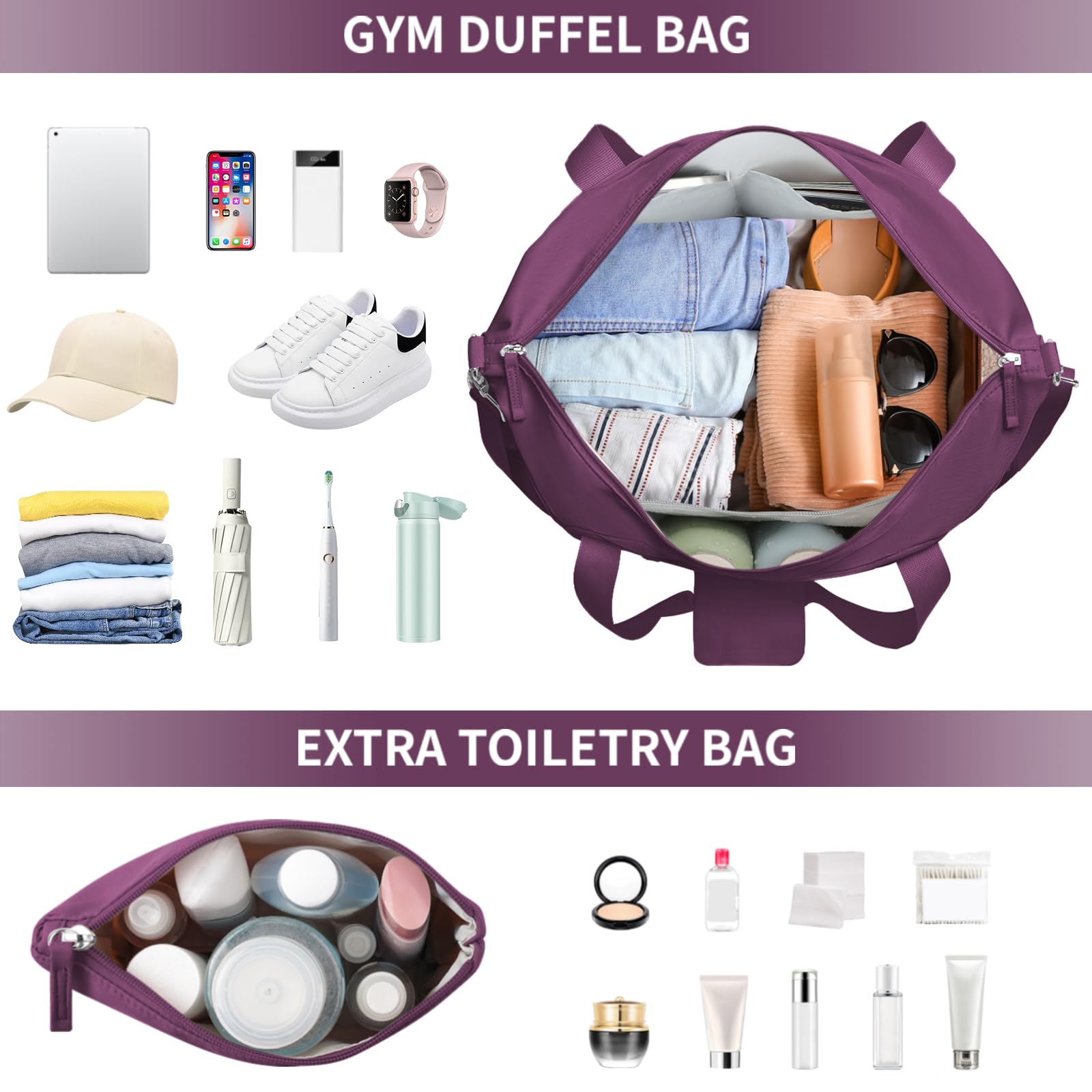 Foto 5 pulgar | Bolsa De Gimnasio Etronik Para Mujer, Bolsa De Viaje Con Puerto Usb, Color Morado - Venta Internacional.
