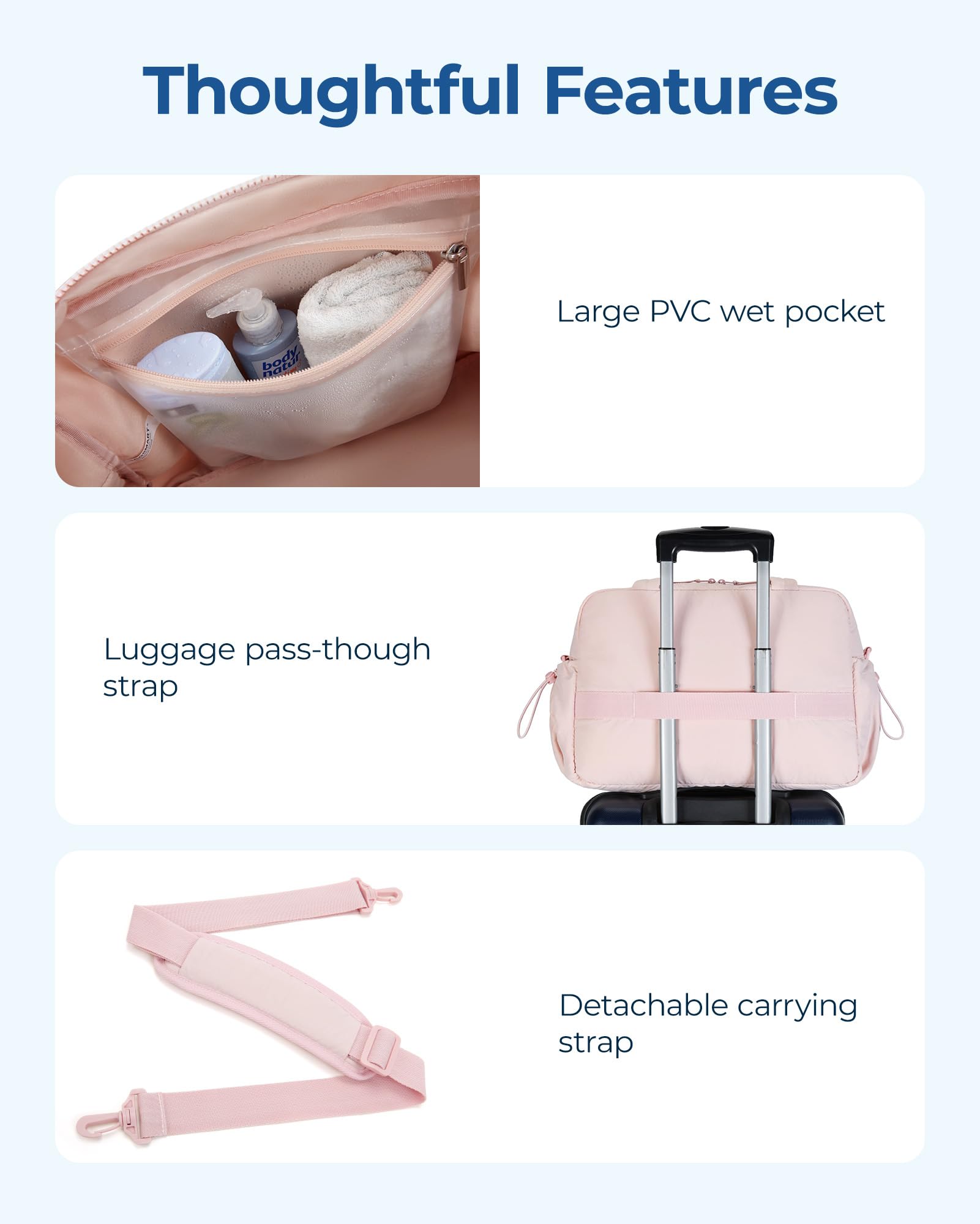 Foto 8 pulgar | Bolsa De Gimnasio Bagsmart Para Mujer, Bolsa De Viaje, Rosa - Venta Internacional.