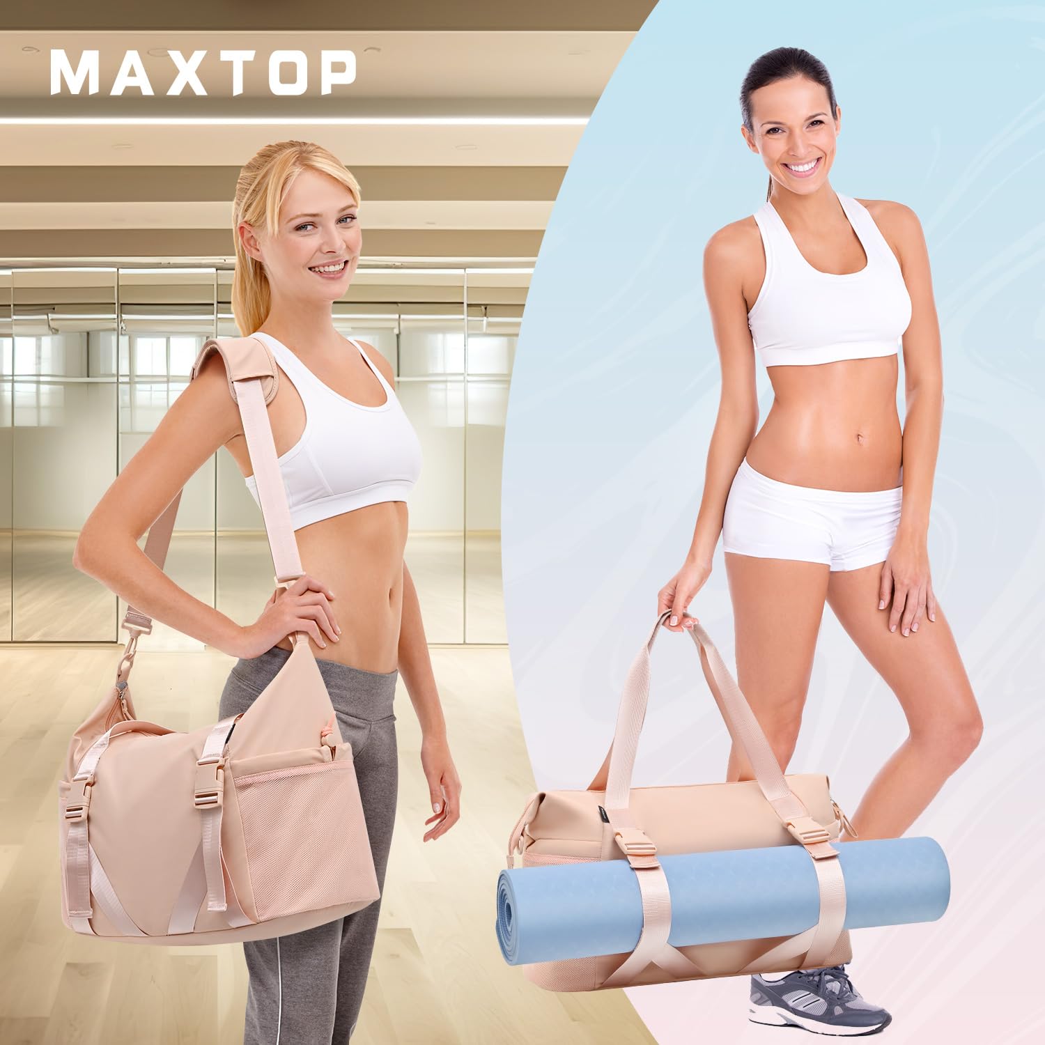 Foto 3 pulgar | Bolsa De Gimnasio Maxtop Para Mujer, Bolsa De Viaje Rosa Con Colchoneta De Yoga - Venta Internacional.
