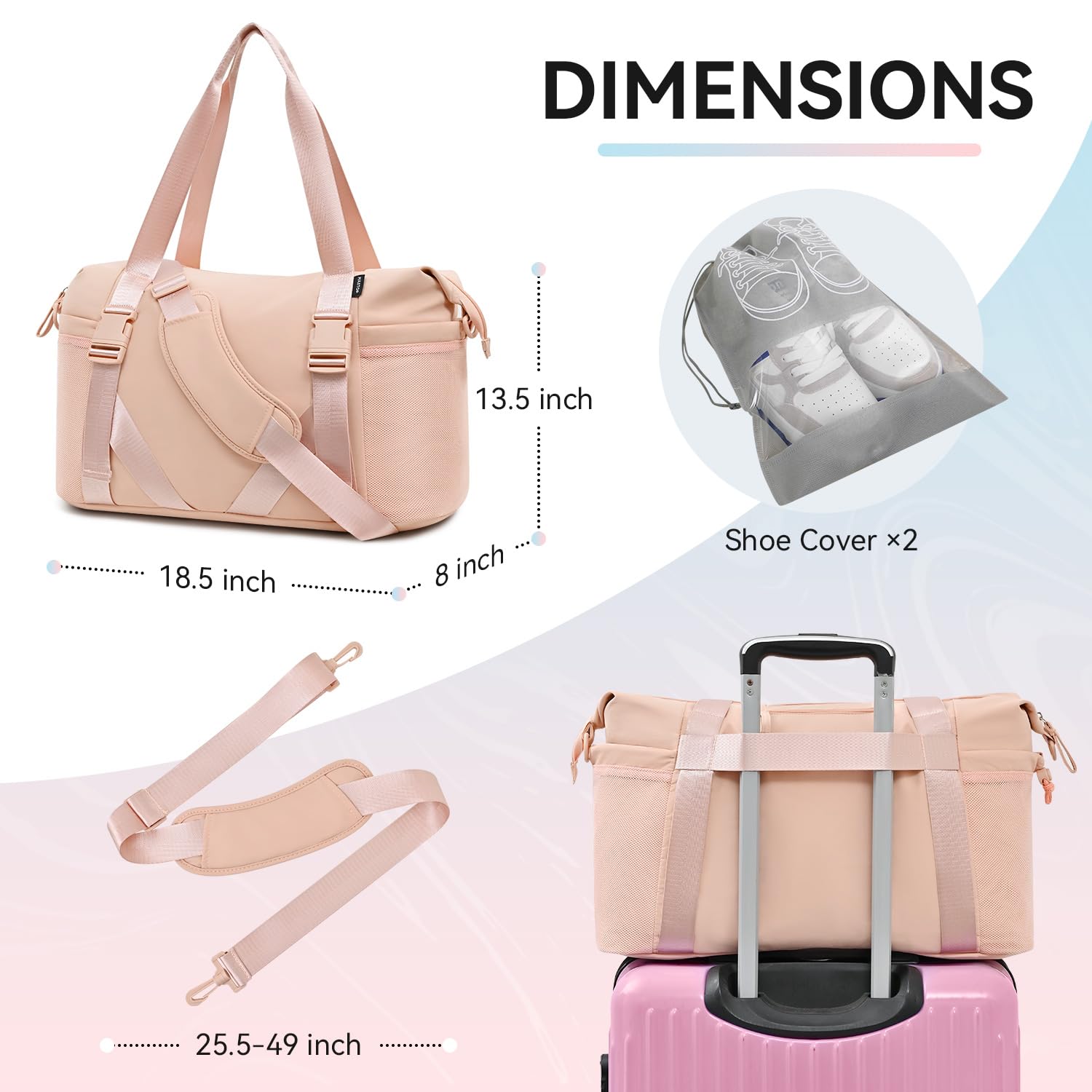 Foto 3 | Bolsa De Gimnasio Maxtop Para Mujer, Bolsa De Viaje Rosa Con Colchoneta De Yoga - Venta Internacional.
