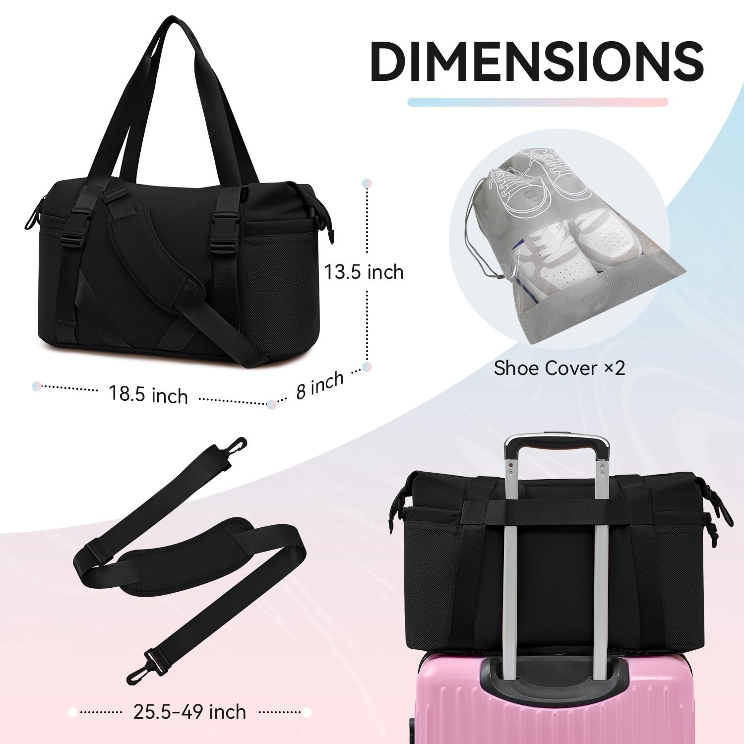 Foto 3 | Bolsa De Gimnasio Maxtop Para Mujer Y Hombre, Negra, Para Yoga, Con Funda Para Zapatos - Venta Internacional.