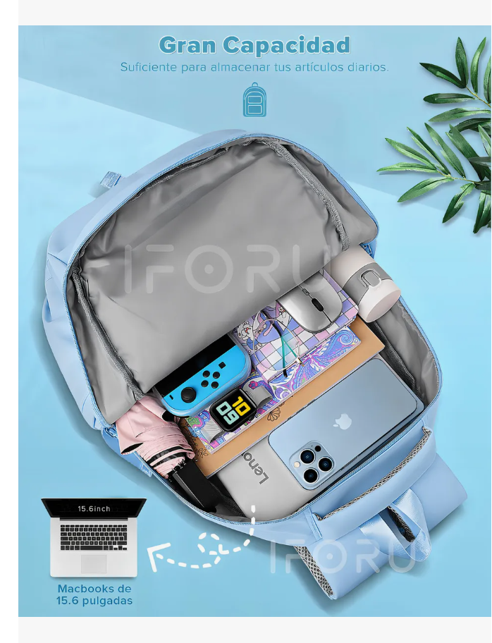 Foto 5 pulgar | Mochila Escolar Viaje Bolsa Para Laptop 15.6''  30l