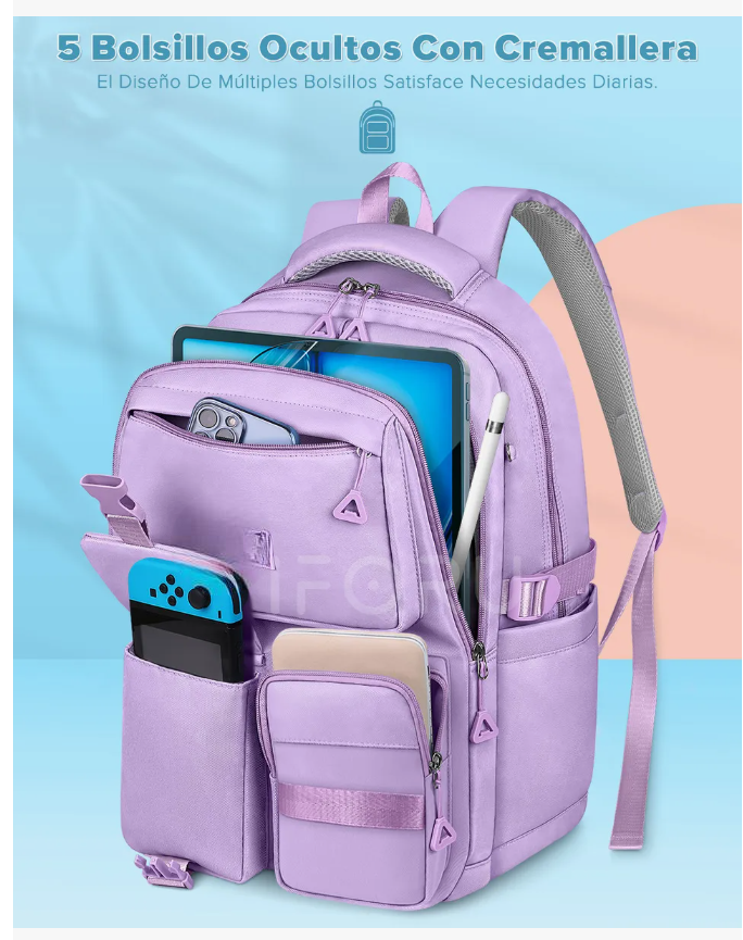 Foto 6 pulgar | Mochila Escolar Viaje Bolsa Para Laptop 15.6''  30l