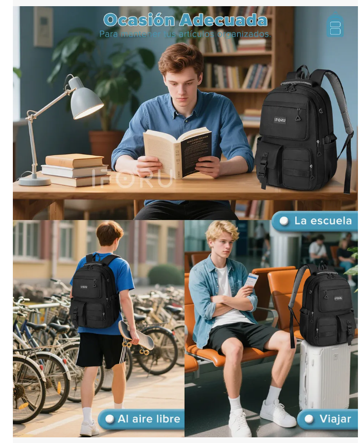 Foto 5 pulgar | Mochila Escolar Viaje Bolsa Para Laptop 15.6''  30l