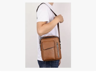 Foto 2 | Bolso De Hombro De Cuero Vintage Para Hombres