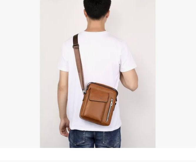 Foto 4 pulgar | Bolso De Hombro De Cuero Vintage Para Hombres