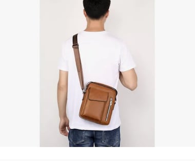 Foto 3 | Bolso De Hombro De Cuero Vintage Para Hombres