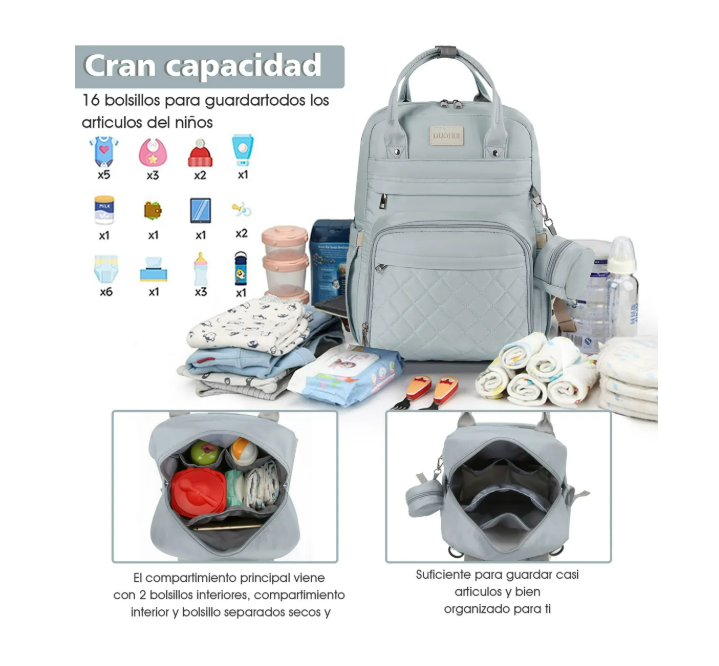 Foto 2 | Pañalera Mochila Para Bebe Mama Moderna Impermeable De Viaje
